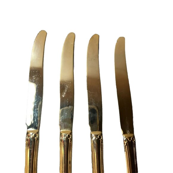 FB Rogers Golden Plated Electroplate American Chipendale Flat 5 Butter Cutters - Picture 5 of 14